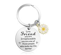 Amabro Friend Keychain Gifts Funny Keyring Gifts Sunflower Keychain Presents Cute Friendship Gifts for Best Friends True Friendship BFF Besties Sister Birthday Unique Christmas (White)