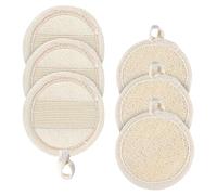 Amabro Loofah Sponge Face Pads Scrubber, 6 PCS Exfoliating Facial Loofah Luffa Cleansing Sponge Scrub Pad Makeup Remover Brush with Lanyard for Manual Bath Shower Glove Pad Body Scrubber
