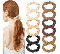 Amabro Small Satin Hair Scrunchies, 12 PCS Elastic Scrunchy Ponytail Holders Soft Hair Ties Comfortable Hair Scrunchies Skinny Pain-Free Hair Accessories for Women Girls