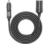 Amacam 12V/24V Car Charger Extension-5 Metre Black Long Cable with Inline Cigarette Lighter Socket. Suitable for Tyre Inflators Vacuum Cleaners and Other Portable Equipment Tough Durable Power Lead.