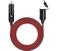 Amacam 12V/24V Heavy Duty Car Charger Extension - 4M Fused Cable with LED Power Light | 15A/180W for Tyre Inflators, Vacuums, Caravans & Vans