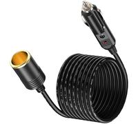 Amacam CA6 12V/24V Very Heavy Duty Car Charger Extension 6M Fused Cable with LED Power Light 15A/180W for Tyre Inflators Vacuums for Cars Vans & HGV Vehicles