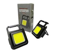 Amacam Mini Keyring LED Torch-Rechargeable Very Bright COB Work Light Practical Durable Brightness Modes & Strobing Effect Magnetic Base & Convenient Bottle Opener Secure Key Chain Fixing. (Double)