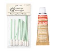 Amaco Rub 'n Buff Gilding Wax Bundle With Foam Applicator Swabs - European Gold