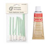 Amaco Rub 'n Buff Gilding Wax Bundle With Foam Applicator Swabs - Grecian Gold