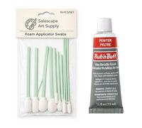 Amaco Rub 'n Buff Gilding Wax Bundle With Foam Applicator Swabs - Pewter