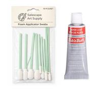 Amaco Rub 'n Buff Gilding Wax Bundle With Foam Applicator Swabs - Silver Leaf
