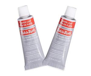 AMACO Rub n Buff Wax Metallic Finish - 2 Rub n Buff Silver Leaf 15ml Tubes - Versatile Gilding Wax for Finishing Furniture Antiquing and Restoration - Rub and Buff Colors Set of Two