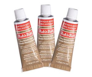 AMACO Rub n Buff Wax Metallic Finish - 3 Rub n Buff Antique Gold 15ml Tubes - Versatile Gilding Wax for Finishing Furniture Antiquing and Restoration - Rub and Buff Colors Set of Three