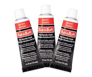 AMACO Rub n Buff Wax Metallic Finish - 3 Rub n Buff Ebony 15ml Tubes - Versatile Gilding Wax for Finishing Furniture Antiquing and Restoration - Rub and Buff Colors Set of Three