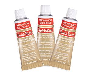 AMACO Rub n Buff Wax Metallic Finish - 3 Rub n Buff Grecian Gold 15ml Tubes - Versatile Gilding Wax for Finishing Furniture Antiquing and Restoration - Rub and Buff Colors Set of Three