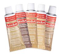 AMACO Rub N Buff Wax Metallic Finish Gold Kit - Antique Gold Autumn Gold European Gold Gold Leaf Grecian Gold 15ml Tubes - Versatile Gilding Wax for Finishing and Restoration- 5 Rub and Buff Colors