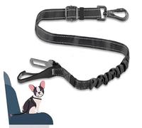 Amacoam Dog Safety Belt for Car, Dog Belt for Car Rear Seat Safety Harness, Adjustable with Universal Plug and Attachment of Locking Bar, Safety Belt for All Dog Sizes