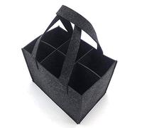 Amacoam Wine Bottle Carrier Felt Basket Bottle Bags for Wine Beer Carrier Wine Carrier 6 Bottles Reusable Washable with Removable Divider Wine Gift Bag for Picnic BBQ Party Gifts for Men Black