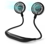 Amacool Neck Fan Battery Operated Neckband Fan 3-Speed Hand-Free Wearable Personal USB Fan for Hot Flashes Home Office Travel Outdoor Sports (Black)