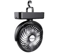 Amacool Portable Camping Fan with LED Lantern- 40H Work Time Rechargeable Battery Operated Fan with Hanging Hook for Tent Car RV Hurricane Emergency Outages Survival Kit