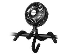 Amacool Battery Operated Stroller Fan Flexible Tripod Clip On Fan with 3 Speeds and Rotatable Handheld Personal Fan for Car Seat Crib Bike Treadmill(Black)