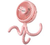 Amacool Pram Fan Battery Operated Stroller Fan Flexible Tripod Clip On fan with 3 Speeds and Rotatable Handheld Personal fans for Car Seat Crib Bike Treadmill (Pink)