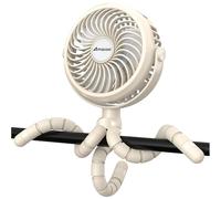 Amacool Pram Fan Battery Operated Stroller Fan Flexible Tripod Clip On with 3 Speeds and Rotatable Handheld Personal fan for Car Seat Crib Bike Treadmill (White)