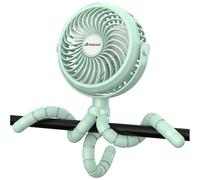 Amacool Pram Fan Battery Operated Stroller Fan Flexible Tripod Clip On with 3 Speeds and Rotatable Handheld Personal fan for Car Seat Crib Bike Treadmill (Green)