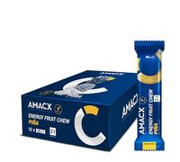 AMACX Energy Bar Fruit Chew 51% Fruit - Power Bar for Endurance Sports, Vegan, Gluten & Lactose-Free Power Bar - Energy Bar with a 2:1 Carbohydrate Ratio - Sports Bars, 12 x 38g Bars (Pineapple)