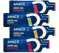 Amacx Energy Running Gels with Electrolytes for Intensive Training - Vegan Gluten Free Carb Gel, Sports Nutrition - Energy Gels for Running Cycling, Endurance Events - 4 x 60ml (Variety Pack)