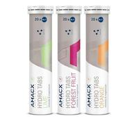 AMACX Hydro Tabs, Electrolytes Without Sugar with Vitamin C, 3 Tubes of 20 Magnesium Effervescent Tablets, Hydration for Athletes, Electrolyte Sport, Recovery Drink for Mineral Balance (Variety Pack)