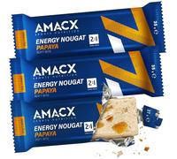 Amacx Nougat Energy Bars, High Carb Energy Bars, 32g Carbs per Bar, 2:1 Glucose Fructose, Soft Chew Endurance Fuel for Cycling Running Triathlon, Informed Sport Certified - 3 x 37g Bars (Papaya)