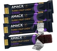 AMACX Turbo Fruit Chew Bar Taster Packs - 4 x 50 g Sweet Vegan Fruit Bars - Fast Energy Supply for Sports & Endurance - Carbohydrates & Electrolytes (Cassis)