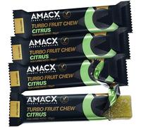 AMACX Turbo Fruit Chew Bar Taster Packs - 4 x 50 g Sweet Vegan Fruit Bars - Fast Energy Supply for Sports & Endurance - Carbohydrates & Electrolytes (Citrus)