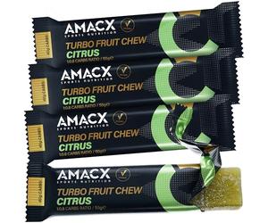 AMACX Turbo Fruit Chew Bar Taster Packs - 4 x 50 g Sweet Vegan Fruit Bars - Fast Energy Supply for Sports & Endurance - Carbohydrates & Electrolytes (Citrus)