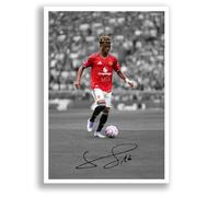 Amad Diallo Manchester United Signed Photo Poster Print Picture Display Framed Autograph Memorabilia for Football Fans Gift Man Utd Ivory Coast (A4 poster Only B+W)