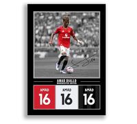 Amad Diallo Manchester United Signed Photo Poster Print Picture Display Framed Autograph Memorabilia for Football Fans Gift Man Utd Ivory Coast (A4 poster Only Black)