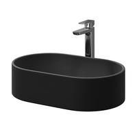 Amadora Oval Countertop Basin | Matt Black | Ceramic | 550mm x 350mm