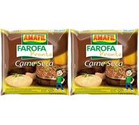Amafil Seasoned Cassava Dried Meat Flour250g, Farofa Mandioca Sabor Carne Seca, Dried Beef Farofa, Ready For Immediate Consumption (2 Pack, Farofa Cassava Dried Meat Flavor)