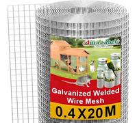 Amagabeli 0.4Mx20M,12.7mm Holes 0.9mm Galvanized Welded Chicken Wire Mesh Aviary Fence Wire Hot-Dipped Mesh Fencing Hardware Cloth Coop Rabbit Snake Animal Enclosure
