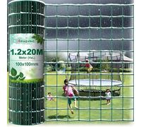 Amagabeli 1.2M x 20M Rust-Proof Heavy Duty PVC Coated Galvanized Wire Mesh Fence -(100x100mm Mesh, 2.2mm Wire) Garden Fencing, Chicken Coop Barrier, Dog, Chicken, Deer, Rabbit,Plant Trellis
