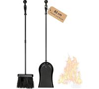 Amagabeli 2-Piece Fireplace Tool Set, Fireside Companion Set Ash Shovel & Brush Combo for Indoor/Outdoor Use, Heavy Steel Fire Pit Scoop for Wood Stove, Campfire