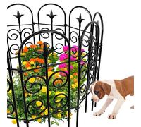 Amagabeli 8-Pack Decorative Garden Fence Panels - 81cm(H) x 305cm(L), Rustproof Black Iron Animal Barrier for Dogs, Outdoor Metal Wire Fencing for Patio, Flower Beds, and Yard Borders