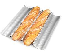 Amagabeli Baguette Baking Tray 15" x 13" French Stick Baking Molds Pan for 4 Wave Loaves Baguettes