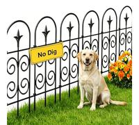 Amagabeli Decorative Pre-Linking Garden Fence 81cm(H) x 41cm(W) (8 Panels, Total Length 3.3m) Metal No Dig Fence Outdoor Border for Flower Bed, Yard, Animal Dog Barrier, Black