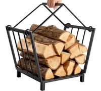 Amagabeli Fireplace Log Rack 35 * 32 * 32cm Firewood Rack Indoor Outdoor Fireplace Log Holder Handle Steel Wood Cradle for Wood Stove Hearth Log Carrier Storage Holder Stand