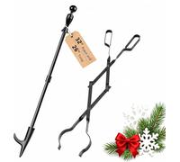 Amagabeli Fireplace Tools Sets 26 Inch Fireplace Wood Tongs,Fire Poker Set,Fire Pits Firewood Clamp Heavy Duty Wood Clamp for Interior