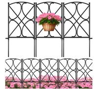 AMAGABELI GARDEN & HOME 5 Panels Decorative Garden Fences and Borders for Dogs 24in(H)×10ft(L) No Dig Metal Fence Panel Garden Edging Border Fence For Animal Barrier Fencing for Flower Beds Yard Patio