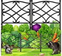 Amagabeli Garden Home 60cm(H) x 3m(L) Metal Garden Fence Panels - Φ10mm Rustproof Black Outdoor Fencing for Dogs, Flower Beds, Patio | No Dig Installation | Animal Barrier (5 Pack)
