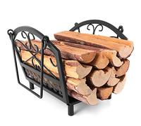 Amagabeli Garden Home Fireplace Log Rack Firewood Rack Indoor Outdoor Fireplace Log Holder 14.2 x 12.6 x 12.4inch Handle Steel Wood Cradle for Wood Stove Hearth Log Carrier Storage Holder Stand