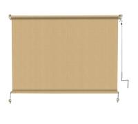 Amagenix Outdoor Roller Shade 8'(W) X 6'(H), Exterior Cordless Patio Shades Roll Up Outdoor Blinds with 90% UV Protection, Two-Section Poles with One-Piece Fabric, Sesame
