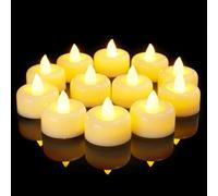 AMAGIC 12 Pack Battery Operated Flameless LED Tea Lights Candles Fake | Electric Tealight for Seasonal Home Decor, Christmas, Valentine's Day, Wedding Table, Halloween Thrilling Night Party