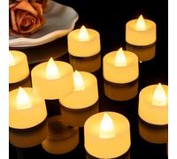 AMAGIC 12-Pack Warm Yellow Flameless LED Tea Lights Candles Battery Operated, 200+Hour Fake Electric Candles TeaLights for Votive, Halloween, Diwali, Wedding Centerpiece Table Decor, Christmas