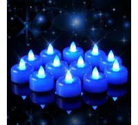 Amagic 24 Pack Blue Flameless LED Tea Lights Candles Battery Operated, Electric Fake Tealight Candles for Wedding, Table Centerpiece, Home Decor, Gift, Party, Halloween, Christmas, Proposal